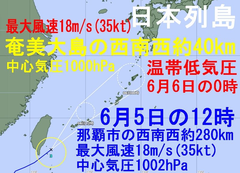 気象庁2021年台風3号の予報