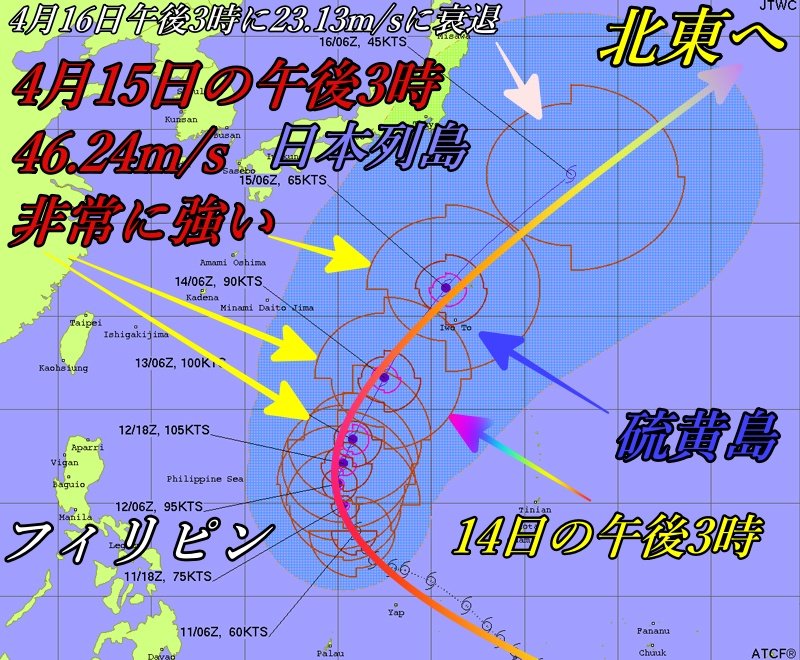 米軍JTWCによる台風1号2022年の進路予想図