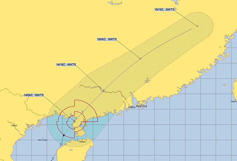 米軍JTWC台風1号2025年6月15日の進路予想図