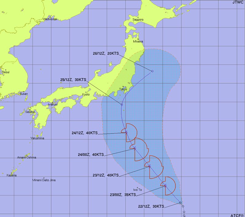 米軍JTWC台風2号2025進路予想図