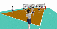 六角大王S6で作成した3D視点のバレーボール試合風景